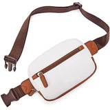 Women's PU leather fashionable waist with adjustable shoulder straps and a cross belly fashionable waist bag (white brown)