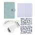 A6 binder diary, used for office, school, travel, business planning, including 12 budget cards, 8 PVC zipper bags, and 2 English stickers (cyan)