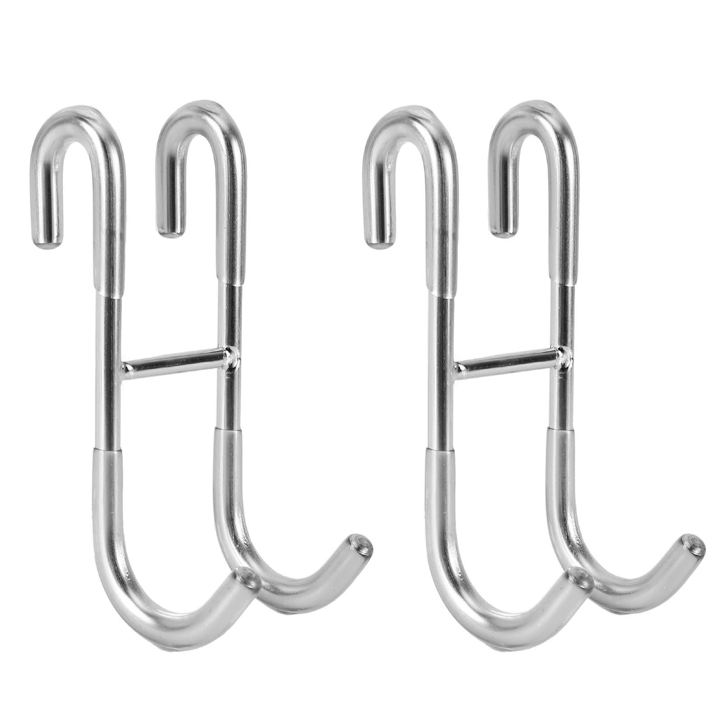 Over Shower Glass Door Hook, 2 Pack Silver 304 Stainless Steel Extended Shower Door Hooks, Bathroom Frameless Drilling-Free Hanger, Double Side Towel Hooks, for Bathing Suits,