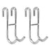 Over Shower Glass Door Hook, 2 Pack Silver 304 Stainless Steel Extended Shower Door Hooks, Bathroom Frameless Drilling-Free Hanger, Double Side Towel Hooks, for Bathing Suits,