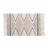 Boho Bathroom Rug   Hand Woven Cotton Tufted Chic Diamond Print Tassels Throw Rugs Door Mat Indoor Area Rugs for Bedroom, Living Room, Laundry Room（60*90cm）