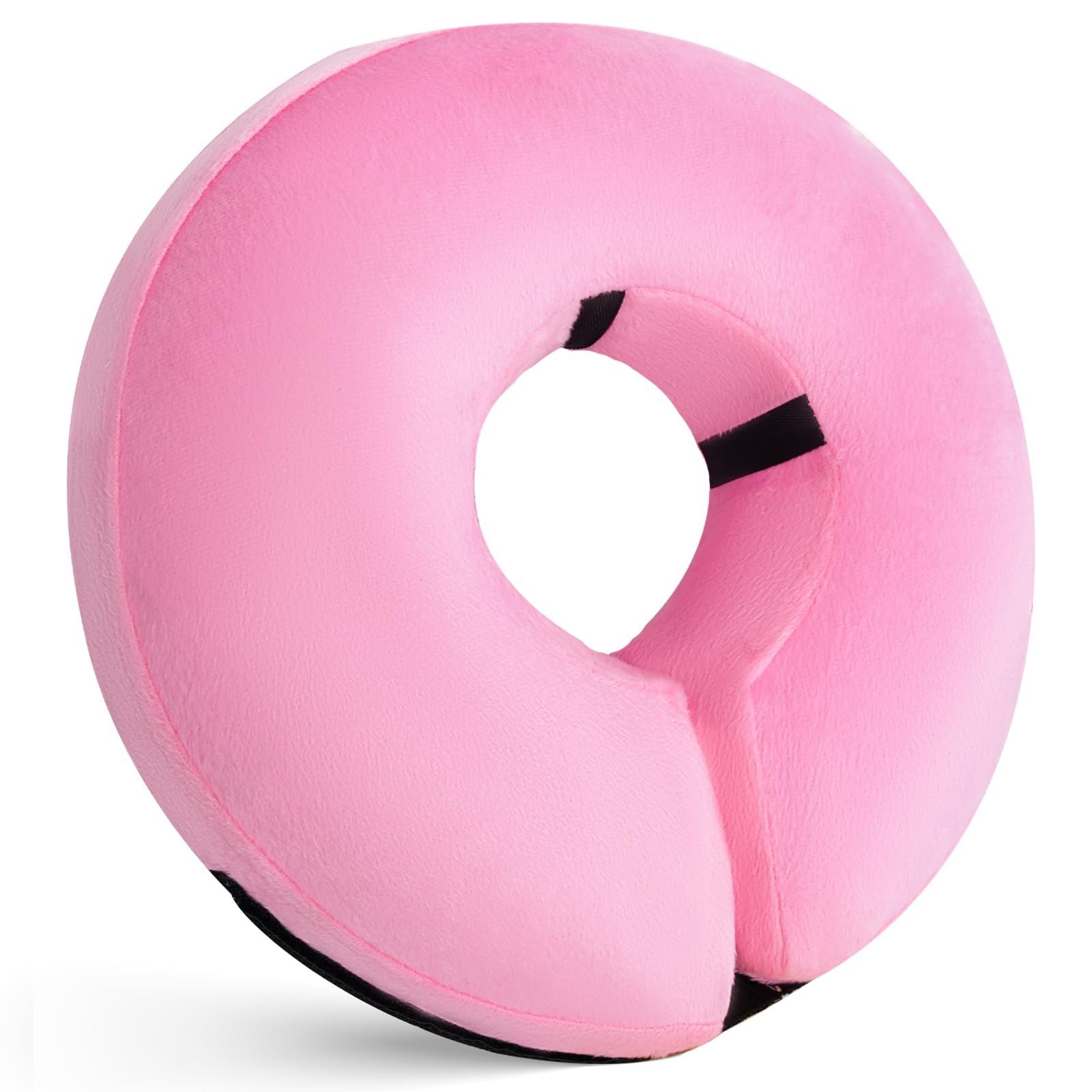 Inflatable Dog Cone Collar for After Surgery, Doggie Neck Blow up Donut Recovery ECollar, Soft Adjustable Dog Cone for Small Medium Large Dogs and Cats (S, Pink)