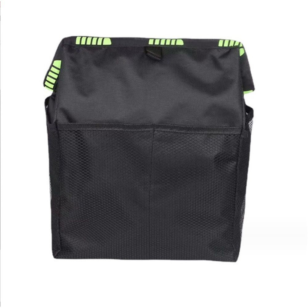 2pcs Hanging Car Trash Can with Storage Pockets, Waterproof Leakproof Oxford Auto Garbage Bag, Multi-Use Organizer for Outdoor Traveling,Home (Black printed green ribbon)