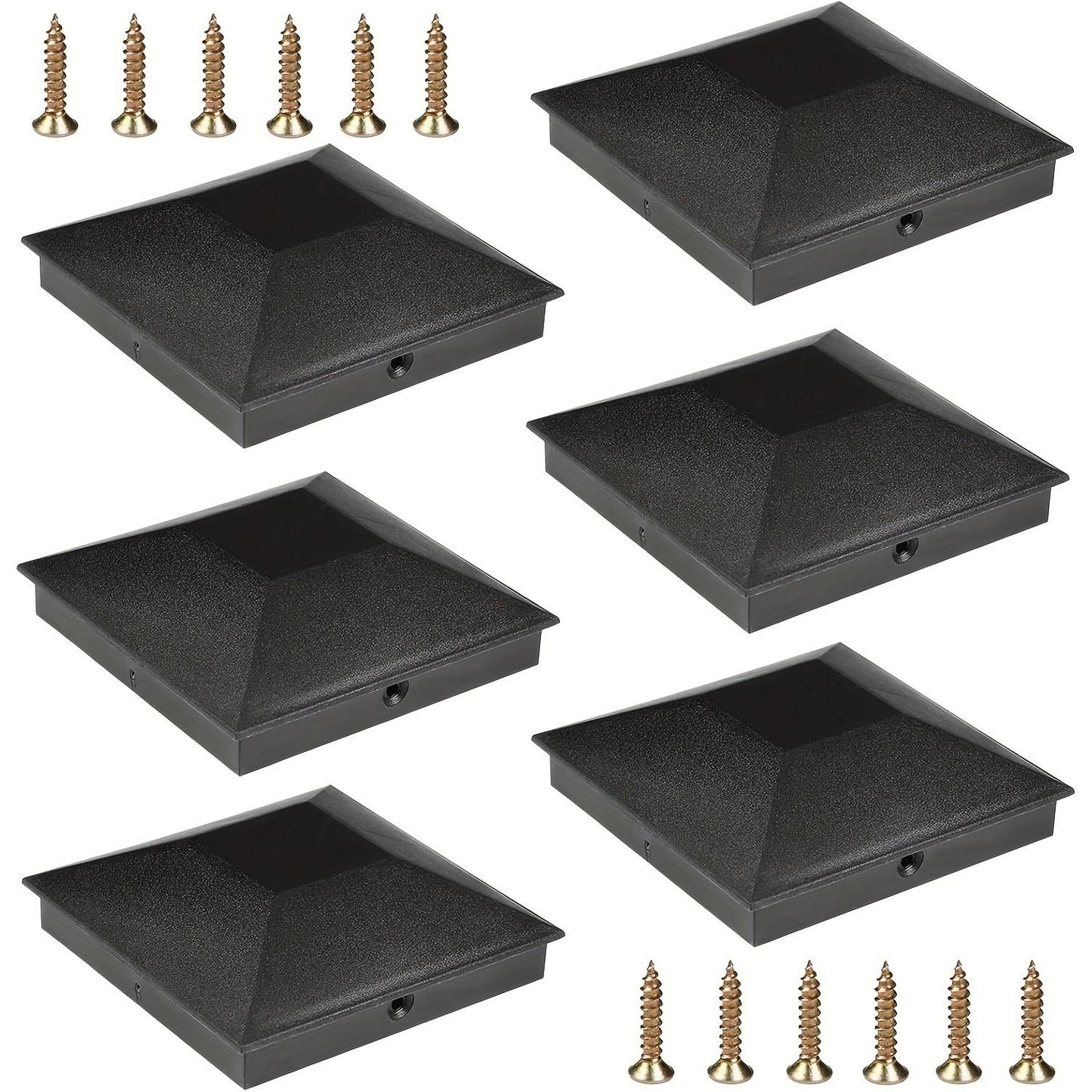 4x4 column caps (actual 3.5 "x 3.5") for wooden columns, durable powder coated fence caps for decks, terraces, and fences, weather resistant and rust resistant, 4x4 metal column caps (6-piece set)