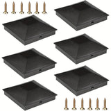 4x4 column caps (actual 3.5 "x 3.5") for wooden columns, durable powder coated fence caps for decks, terraces, and fences, weather resistant and rust resistant, 4x4 metal column caps (6-piece set)