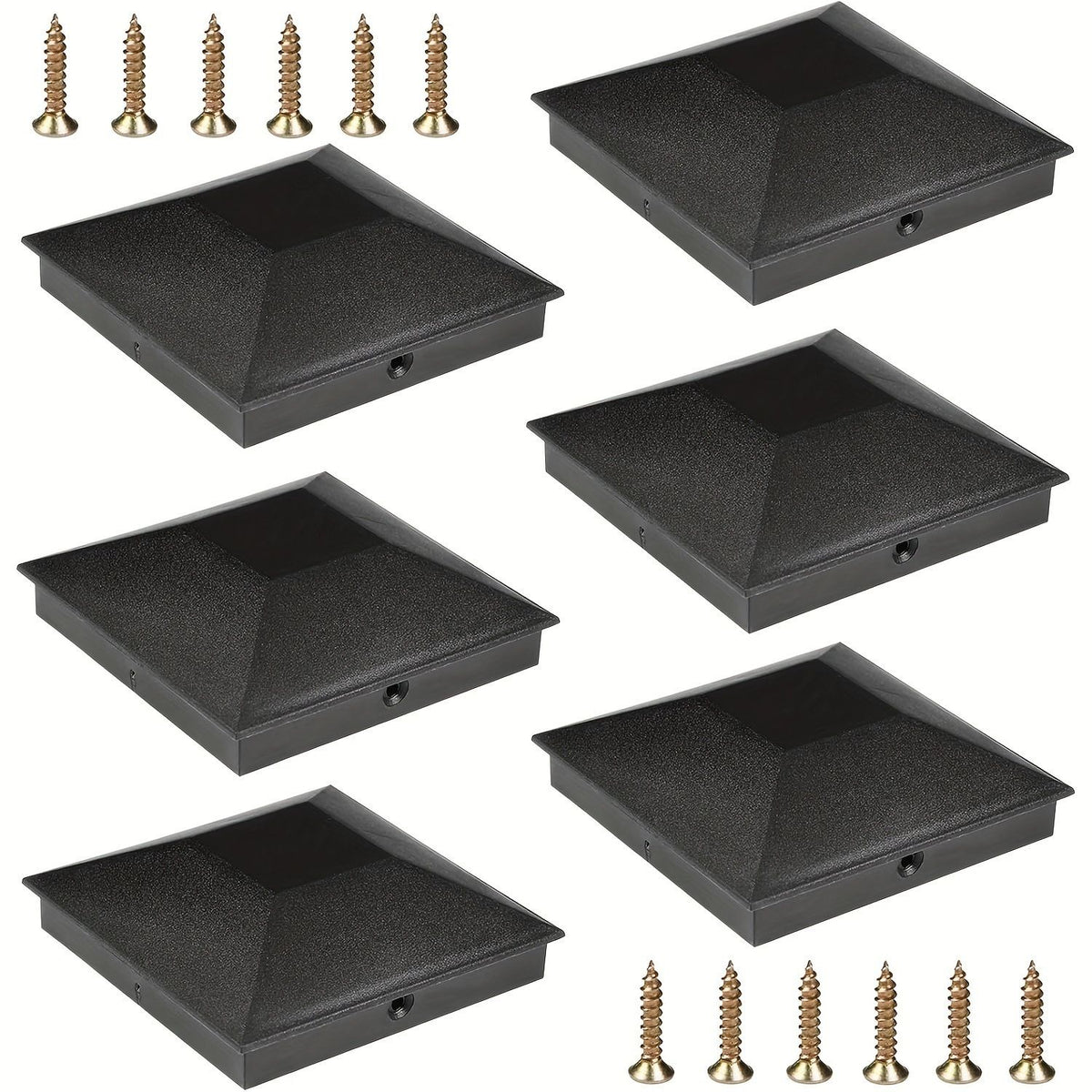 4x4 column caps (actual 3.5 "x 3.5") for wooden columns, durable powder coated fence caps for decks, terraces, and fences, weather resistant and rust resistant, 4x4 metal column caps (6-piece set)