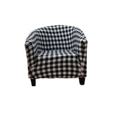 1 Piece Stretch Black/White Barrel Chair Slipcovers with Arms, Round Soft Armchair Sofa Cover Removable Couch Furniture Protector for Bar Living Room Bedroom Hotel Counter