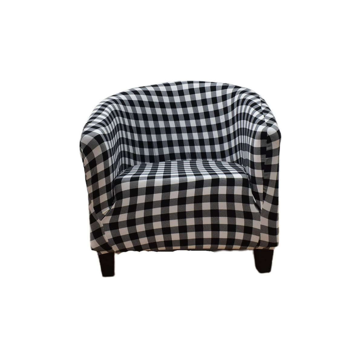 1 Piece Stretch Black/White Barrel Chair Slipcovers with Arms, Round Soft Armchair Sofa Cover Removable Couch Furniture Protector for Bar Living Room Bedroom Hotel Counter