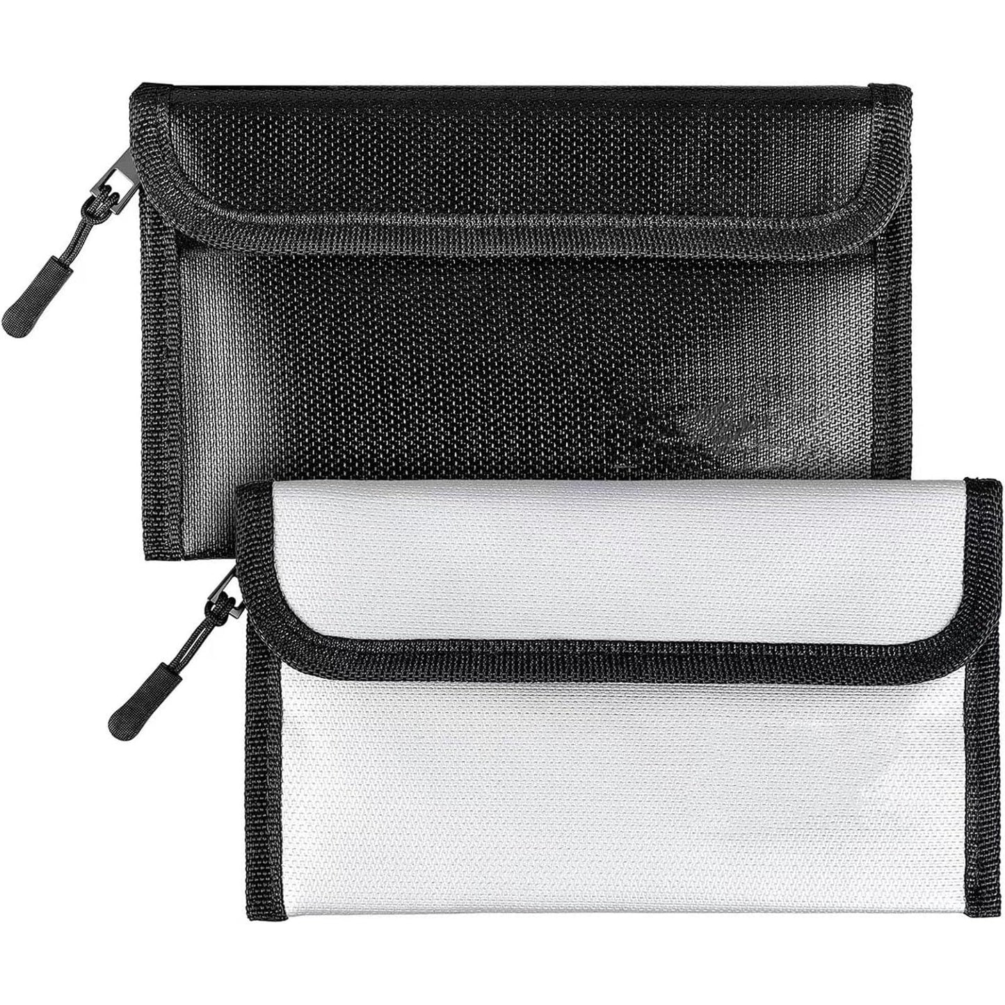 Fireproof Bag (8 x 5 inches) 5200℉ Heat Insulated, Fireproof Money Bag with Zipper for Cash (2-Pack  Black, white)