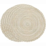 38cm Round Braided Placemats Set of 4, Washable Heat Resistant Circle Boho Place Mats for Kitchen Dining Table -（beige）