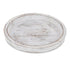 Rustic Wooden Tray Candle Holder - Round Wood Decorative Pillar Candle Tray for Coffee Table Farmhouse Kitchen Countertop Organizer Home Decor Wedding Centerpiece, Distressed White