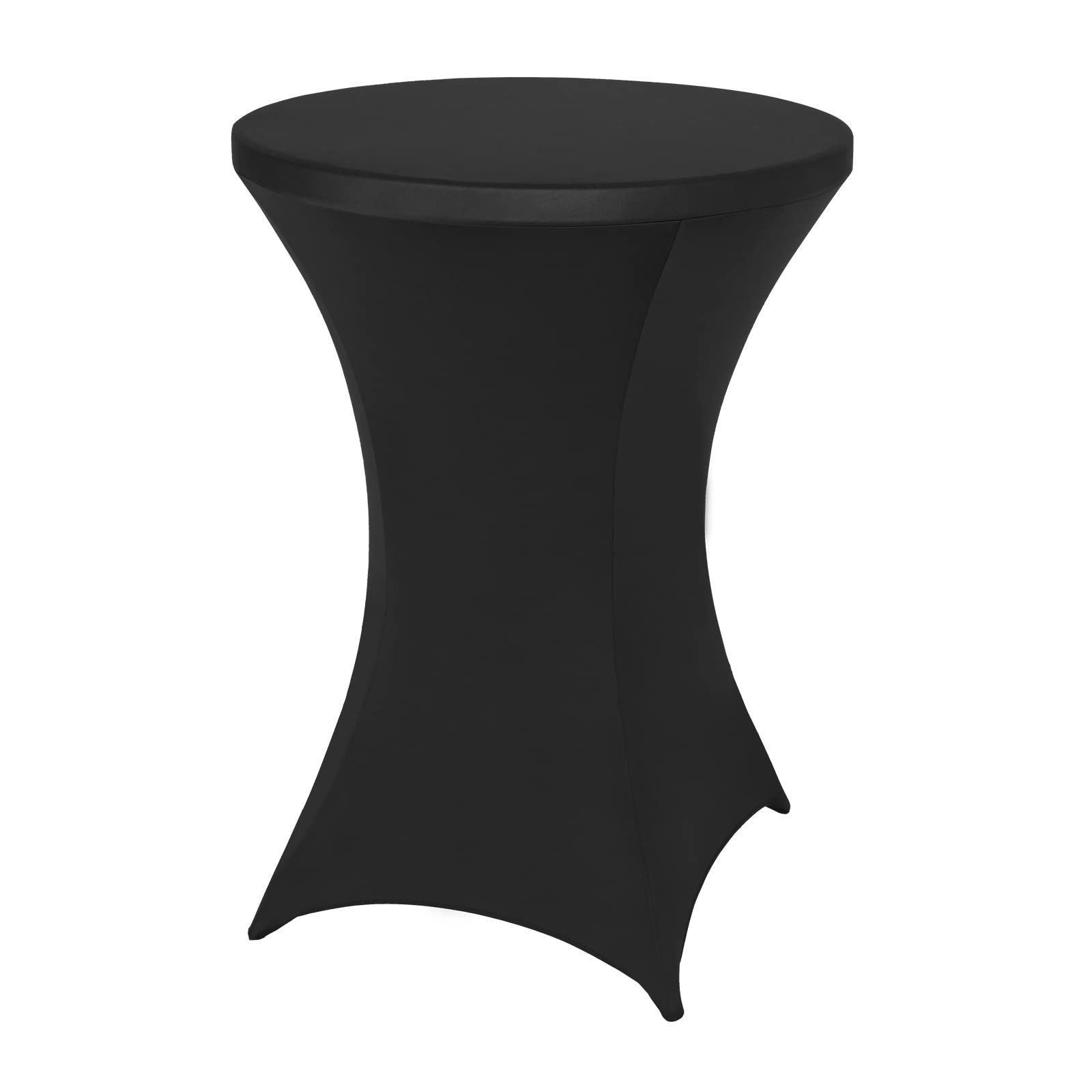 Polyester Black Table Cover, Cocktail Fitted Tablecloths, Round Highboy Stretch Table Covers Cloths for Party, Bar, Wedding, Birthday, Banquet,