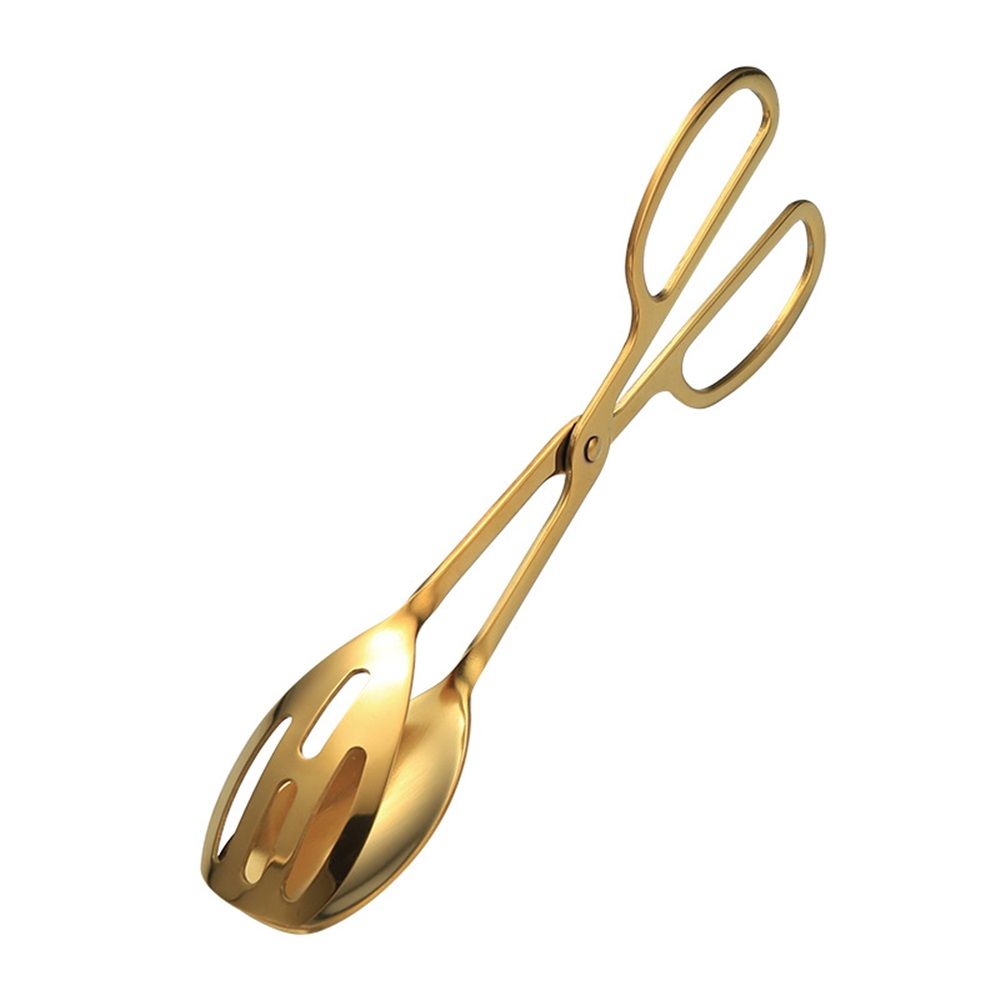 Food Tongs, Heavy Duty Stainless Steel Kitchen Tongs Salad Tongs Heat Resistant Small Serving Tongs for Cooking, Grill, Pastry, Sandwich, Ice, Food Bread Dessert (golden)