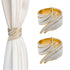 2-piece set of decorative sparkling wing curtains, lace up curtains, brushed spring clips, home office shoulder straps, gold metal