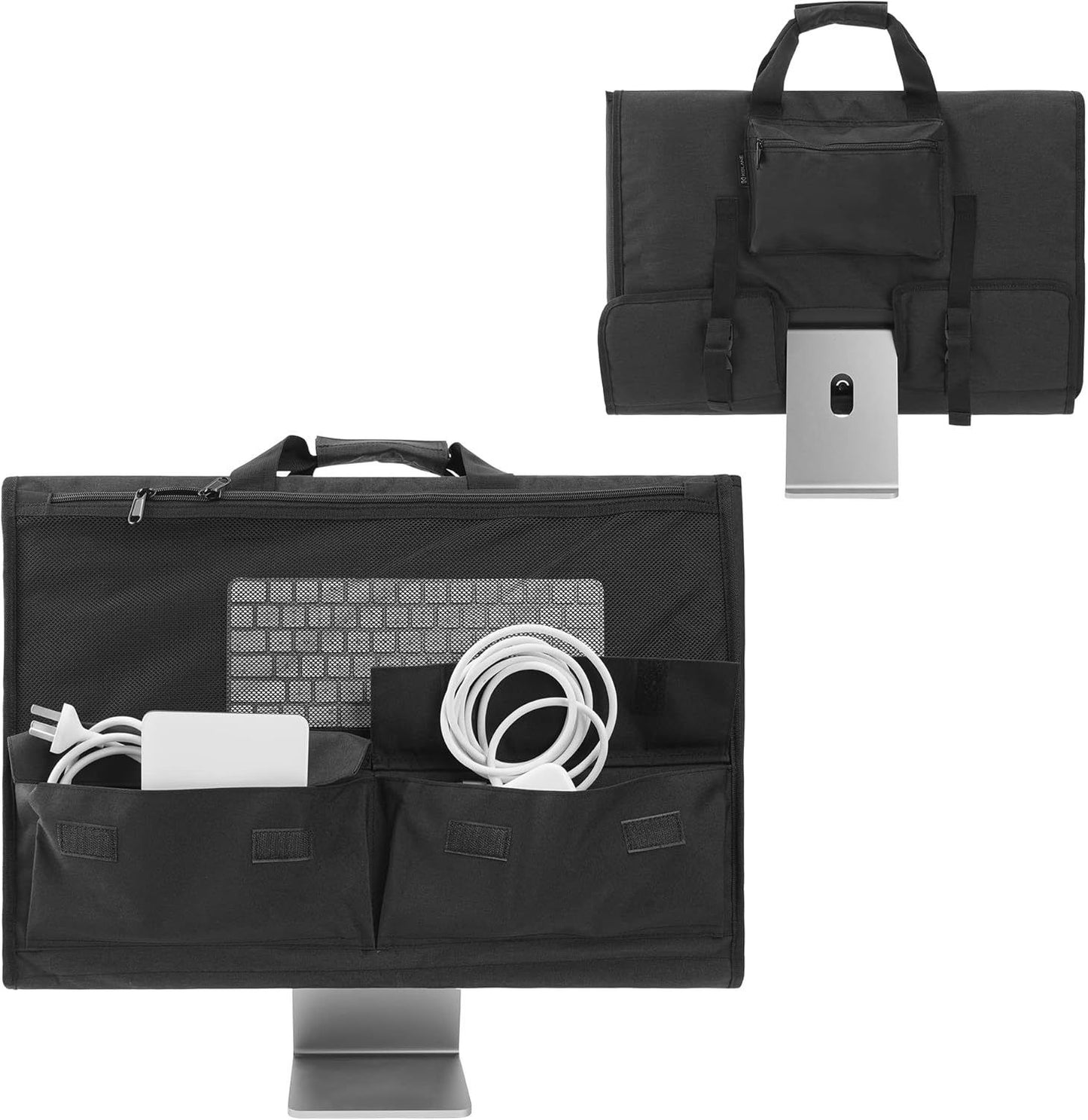 Adjustable Travel Carrying Case for 24''Desktop Monitor(Universal), Protective Storage Bag for  Monitor Dust Cover with Carry Handle for 24 inch  Screen and Accessories（black）