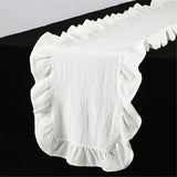 White ruffled wallpaper cotton fabric 35 * 120CM farmhouse countryside style ruffled wallpaper Valentine's Day bridal party wedding decoration, white