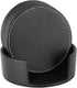 Drinks Coasters with Holder, Pu Leather Coaster Sets of 6 for Tabletop Protection Cup Mat for Drinks 4 Inches (Black)