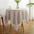 Square Lattice Small Tablecloth Cotton Linen Light Brown Dust-Proof Washable Boho Embroidery Table Cover Rustic Table Cloth for Coffee Party Kitchen Dining Tabletop Decoration 100*140cm