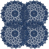 Blue embroidered heat-insulating coaster with anti slip hollow embroidery lace placemat, bowl and dish mat, ethnic style ornament（25cm）