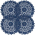 Blue embroidered heat-insulating coaster with anti slip hollow embroidery lace placemat, bowl and dish mat, ethnic style ornament（25cm）