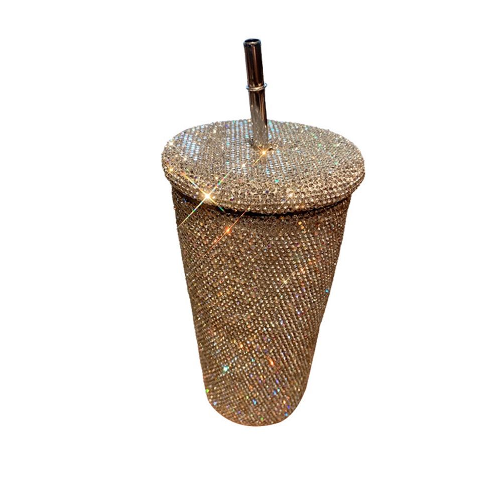 Diamond Bling Water Tumbler With Lid And Straw, Vacuum Insulated Stainless Steel, Reusable Large Handmade Sparkly Tumbler for Women, Mixed white diamond
