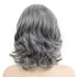 Grey Curly Wavy Wig for Women Mid-Length Gray Synthetic Natural Looking Heat Resistant Halloween Cosplay Wig