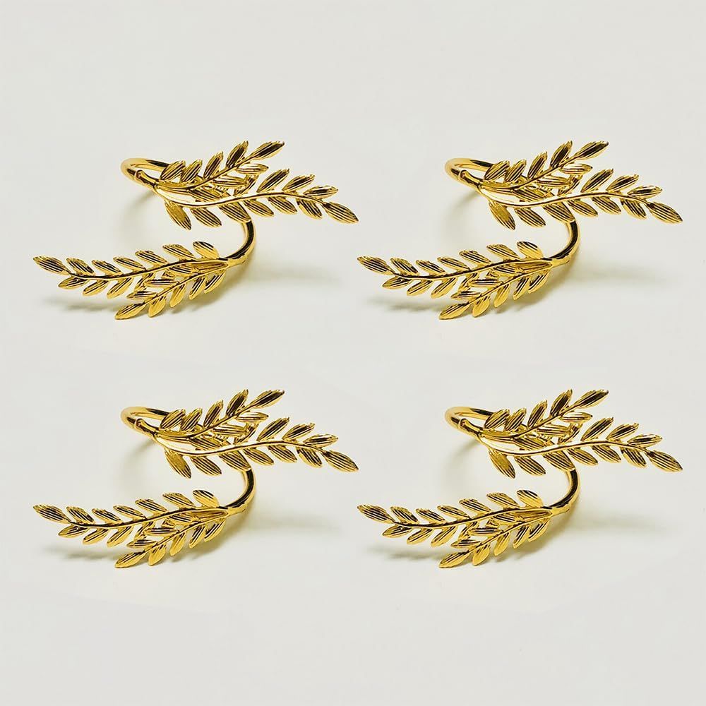 4pcs Curtain Tie Backs, Simple Elegant Leaf Curtain Tieback DIY Decorative Holdbacks Zinc Alloy Twist Drape Holder Clip for Home Office(Gold)