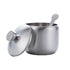 Stainless Steel Sugar Bowl, with Lid and Spoon, Silver, Round, Geometric Pattern, Durable, Rust Resistant, Dishwasher Safe, Home and Kitchen Storage