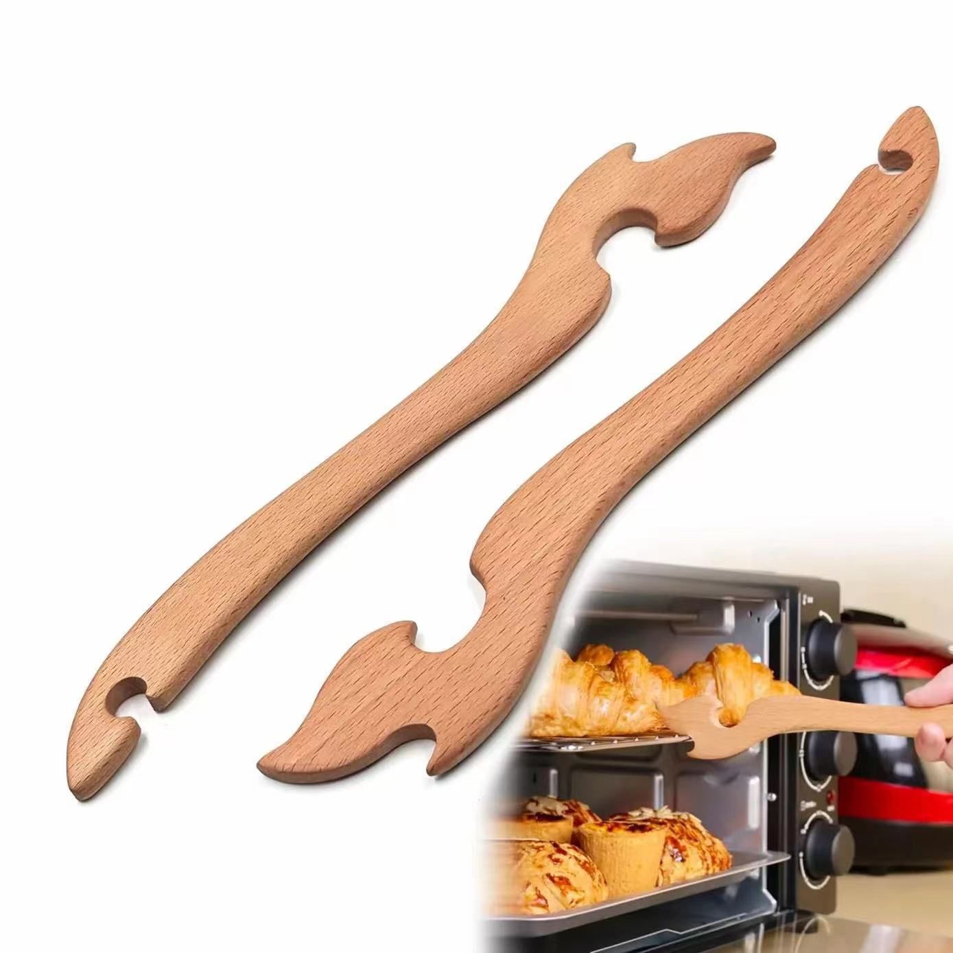 2pcs  Wood Oven Rack Puller Long Handle Oven Stick for Kitchen Appliances Baking Cooking Toaster Air Fryer Accessories