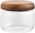 Glass Food Storage Container with Wooden Lids Small Coffee Jar Sugar Canister Airtight Food Storage Container Coffee Container for Nut Spice Candy Loose Tea（9.5*8cm）