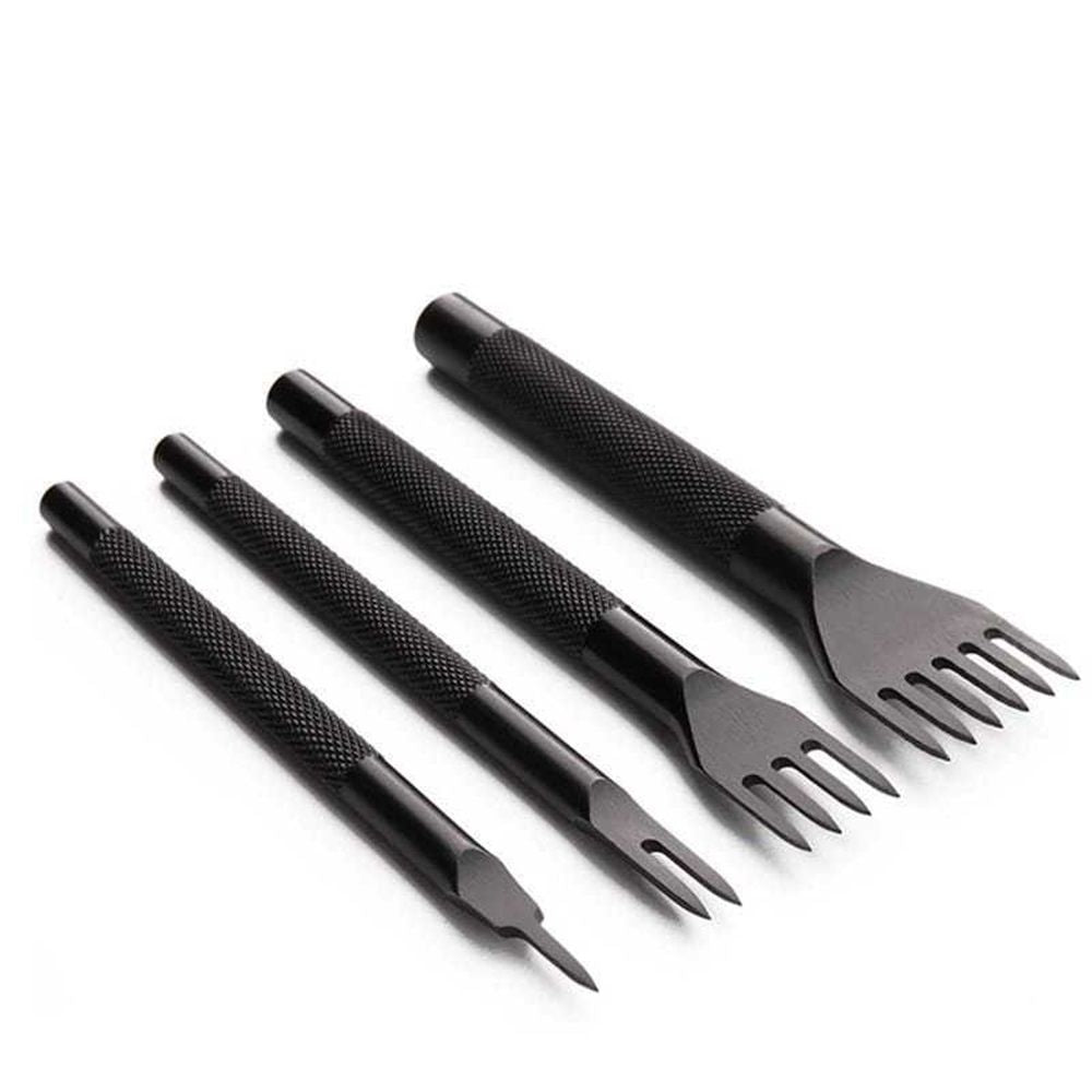 3mm Leather Craft Tools Set 1/2/4/6Prong DIY Diamond Stitching Leather Punch, Tapered Punch with Inner Teeth Polishing for Smooth Labor-Saving Operation