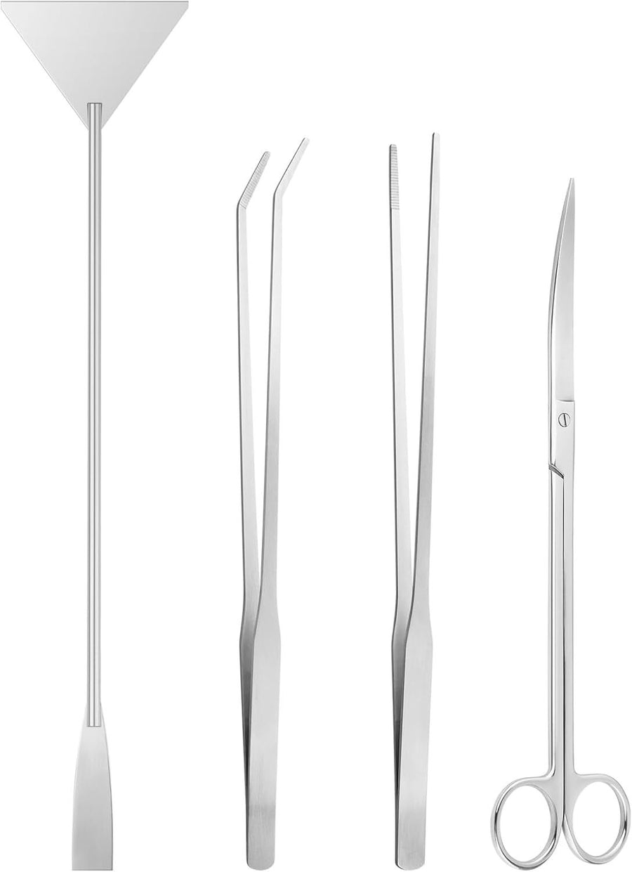4pcs  Aquarium Tweezers Scissors Spatula, Stainless Steel Aquatic Plants Aquascaping Tools Set for Fish Starter Kits, Aquariums Tank and Terrarium