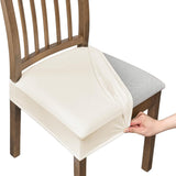 Waterproof Pu Leather Seat Covers for Dining Room Chairs Set of 4, Stretch Fit Removable Washable Kitchen Chair Seat Slipcovers Protector, white