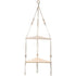 Double layer Bohemian cotton rope hand woven shelf, triangular wooden crafts, home decoration, flower pot storage(white 90*32.5cm)