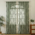 Green Lace Curtain Ruffles Sheer Curtain for Girls Bedroom Rod Pocket Voile Drapes Light Filtering Tulle for Dining Living Room, 2 Panels 140*100cm