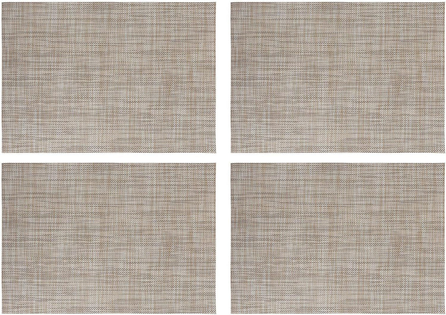 Beige Placemats Set of 4- Heat Resistant Non-Slip Place mats for Dining Table, Washable Durable PVC Woven Table Mats (Beige, 4)