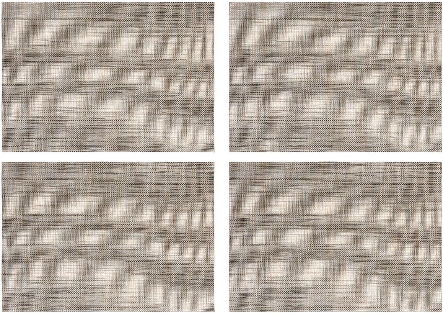 Beige Placemats Set of 4- Heat Resistant Non-Slip Place mats for Dining Table, Washable Durable PVC Woven Table Mats (Beige, 4)