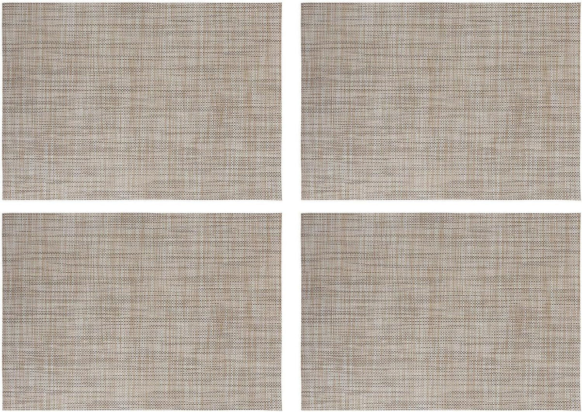 Beige Placemats Set of 4- Heat Resistant Non-Slip Place mats for Dining Table, Washable Durable PVC Woven Table Mats (Beige, 4)