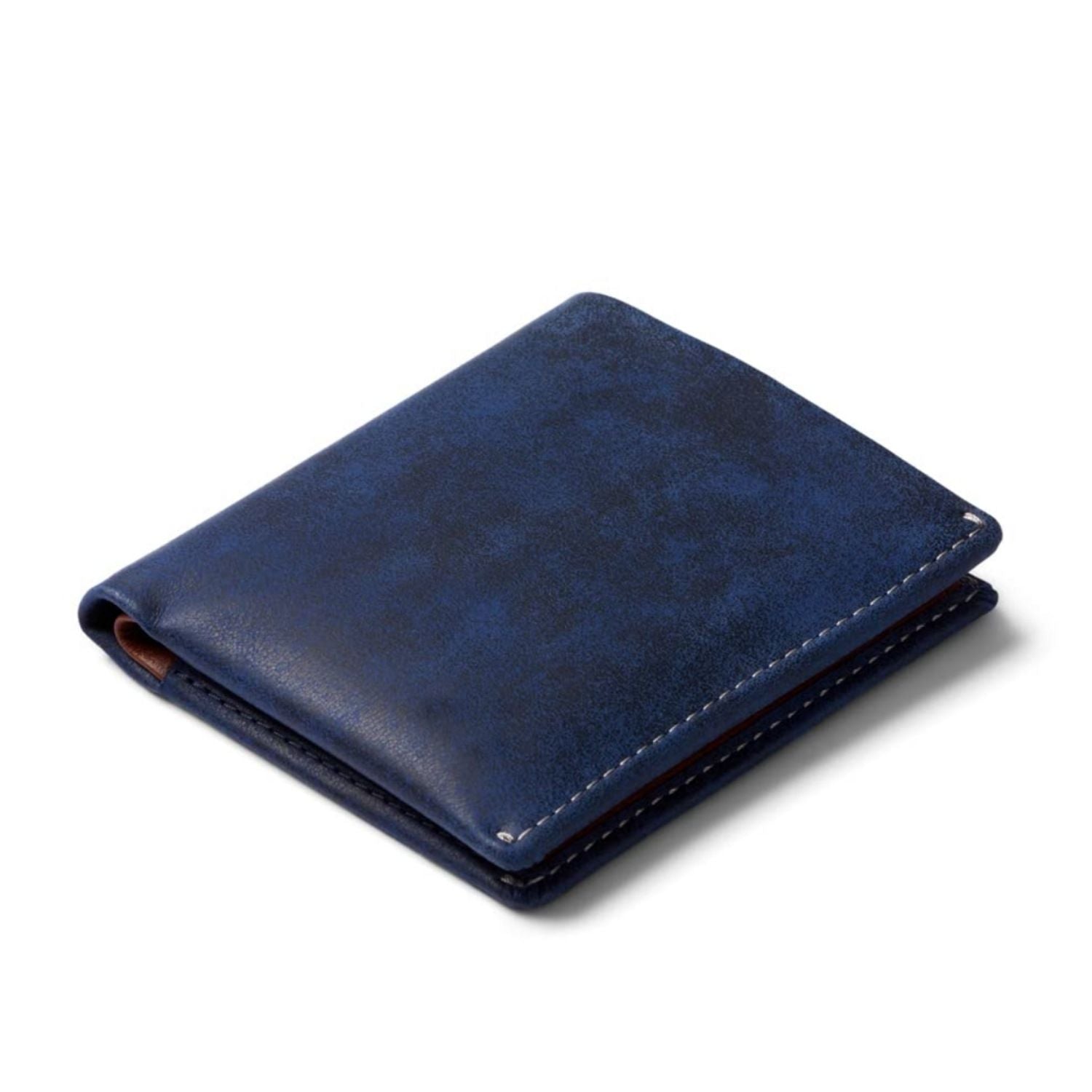 Men's leather texture ultra-thin two fold wallet, business portable and fashionable short with card slot wallet（dark blue）