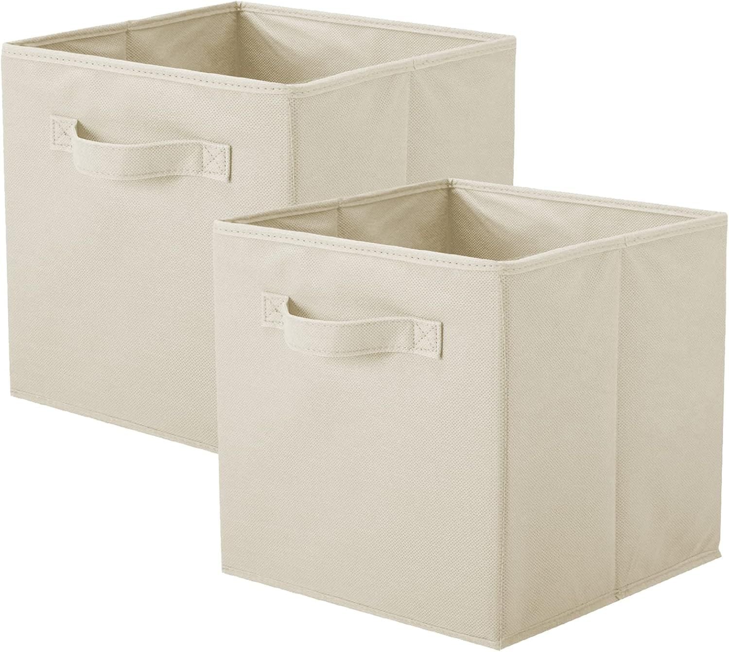Storage Bins, Foldable Fabric Storage Cubes And Cloth Storage Organizer Drawer For Closet And Toys Storage, 2 Pack (Beige)