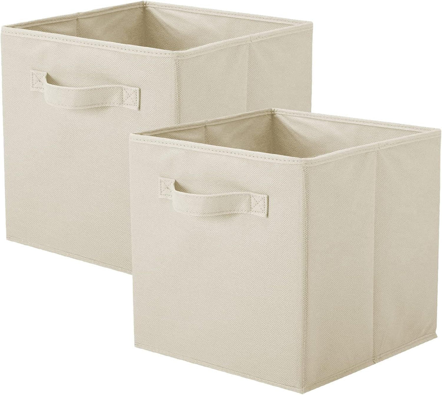 Storage Bins, Foldable Fabric Storage Cubes And Cloth Storage Organizer Drawer For Closet And Toys Storage, 2 Pack (Beige)