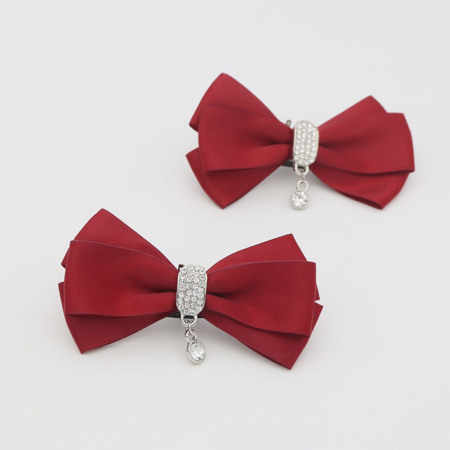 4Pcs Women Bow Removable Shoe Buckles Rhinestone Detachable Shoes Clips for Women Shoes Accessories（Red）