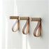 Wooden Hooks with Leather for Wall Mounted Single Hangers, Handmade Craft for Coats Hat Bags Rack 3pcs (beech)