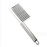 2pcs  Home Kitchen Plastic Handle Stainless Steel French Fries Potato Carrot Wavy Crinkle Cutter Slicer Handheld Chipper Chopper