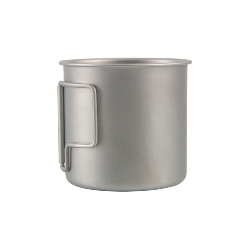 Titanium stainless steel convenient mouth cup, outdoor camping foldable handle cup, travel tea making and boiling cup（8cm）