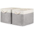 2pcs Cube Storage Bins 28*28*28cm Grey-Black Cube Storage Boxes Collapsible Large Cloth Organizer Baskets with Cotton Rops Handles for Storage Cubbies or Closet Shelf White + gray