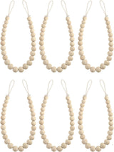 6 Pieces of Wood Bead Curtain Tieback Boho Curtain Tiebacks Curtain Holdbacks for Wall Curtain Ties Curtain Tie Backs with Hooks for Boho Decor Bedroom Decor Nursery Decor
