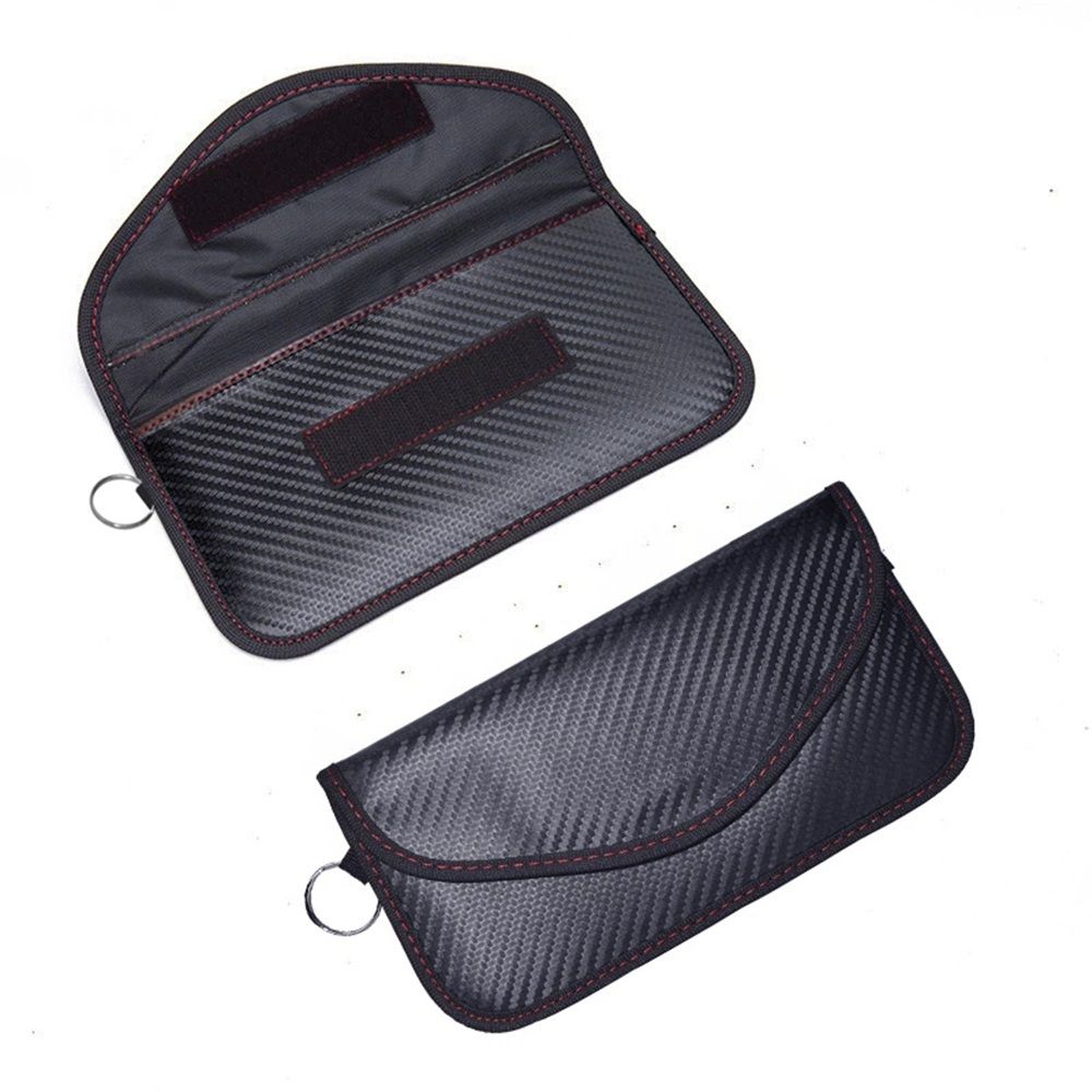 Key Fob Protector, RFID Blocking  Bag for Car Keys, Anti-Theft Signal Blocking Pouch for Key Fob Security (2 Pack)Red stitching