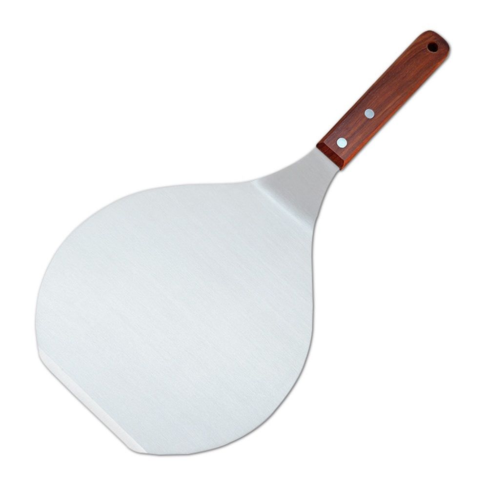 Food transfer shovel stainless steel circular pizza transfer shovel wooden handle large pizza shovel cake safe transfer shovel
