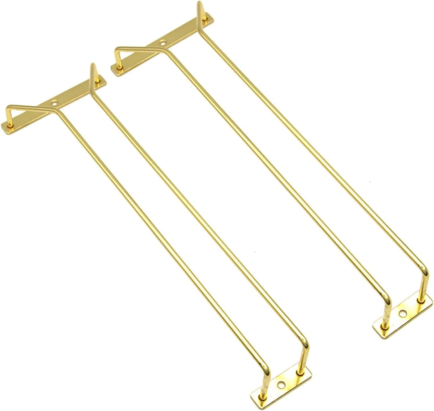 35cm Gold Wine Glass Rack, Under Cabinet Wine Glass Holder Stainless Steel Stemware Rack - Hanging Stemware Holder for Cabinet Kitchen Bar, Set of 2